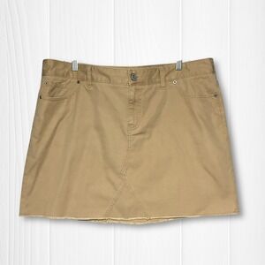 Gap Jeans Womens Khaki Tan Cotton Denim Mini Skirt Raw Hem Size 16 380032-00-1